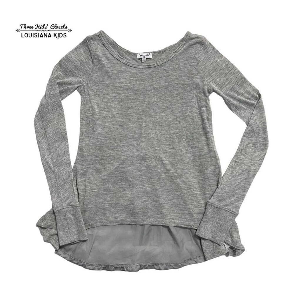 Splendid Sz 7/8 Grey With Metallic Gold Tunic Top